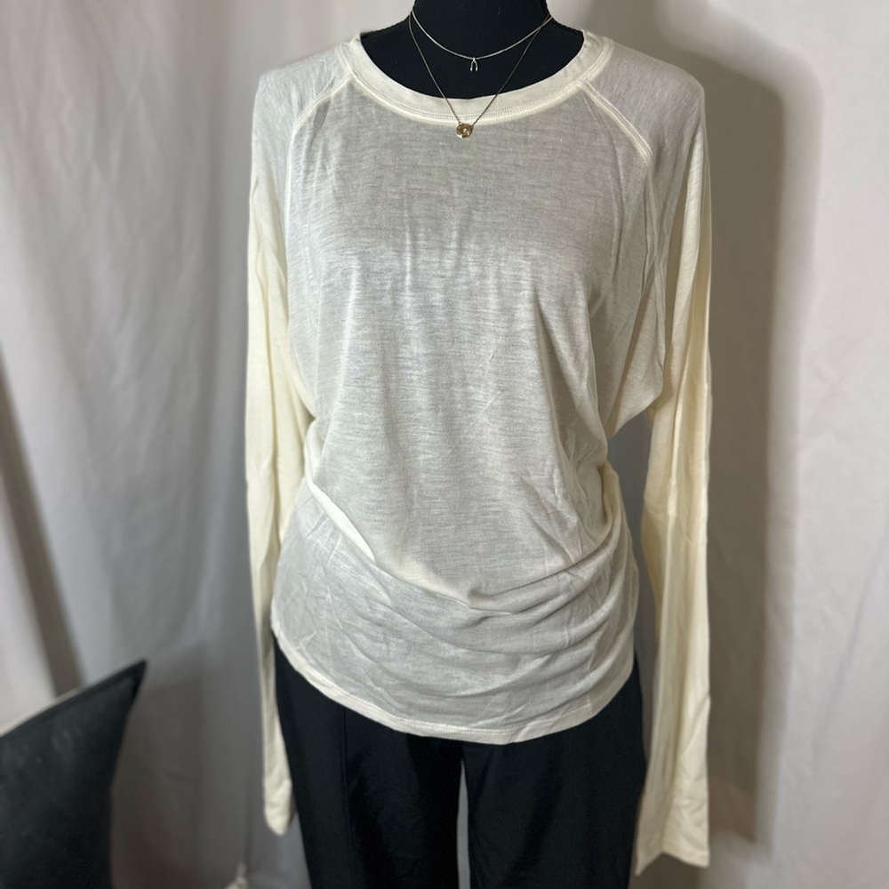 NWT MONO B‎ Semi Sheer Shirt - cream